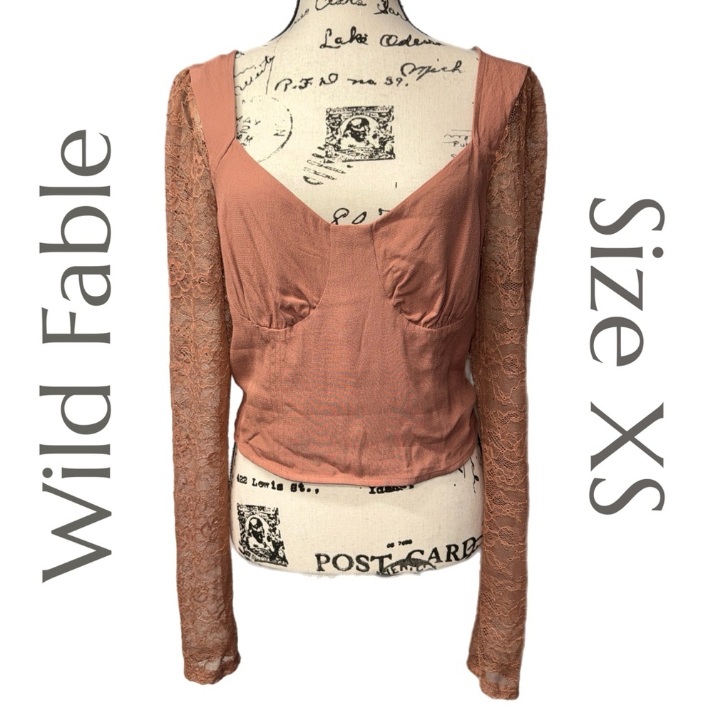 Wild Fable - Blush Lace Sleeve Smocked Blouse‎ - Size XS